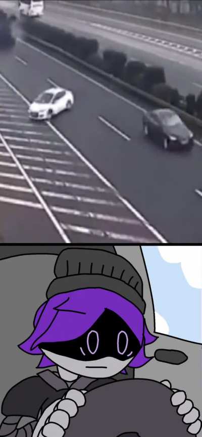 just uzi driving a car