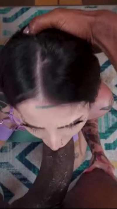 she slurps it up like a champ