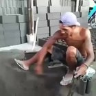 Making cinder blocks by hand