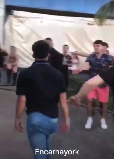 Guy knocked out by bouncers after a Halloween Party