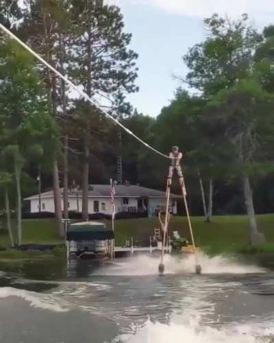 Skiing on stilts