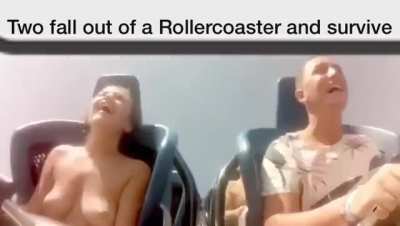 Two fall out of a rollercoaster and survive.
