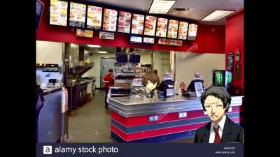 ASMR adachi orders a burger - an art piece - (volume warning)