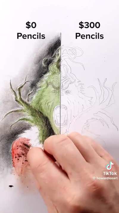 Art work using pencils and kitchen utilities