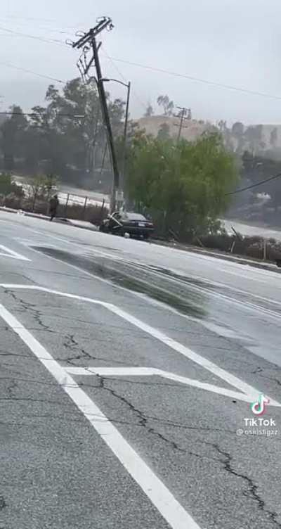 The power pole almost got its revenge