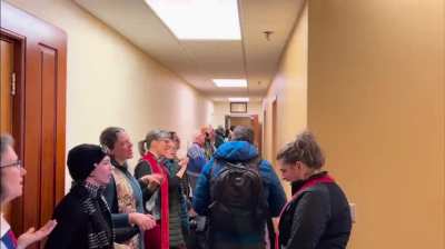 Sit-in led by faith leaders and JAM at Susan Collins' office to demand no more funding for ICE. Call her office to support