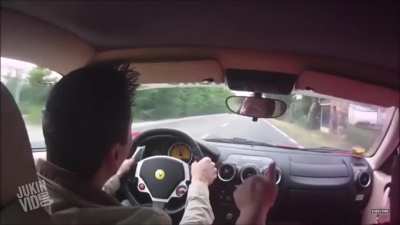 Guy almost ruins Ferrari during test drive
