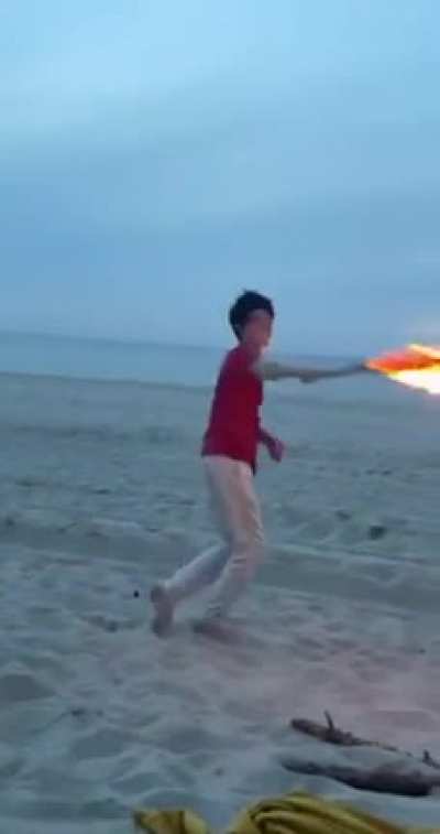 the boy be playin' with fire... literally