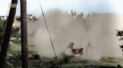 The Sturmtiger firing its 380mm rocket propelled morter.