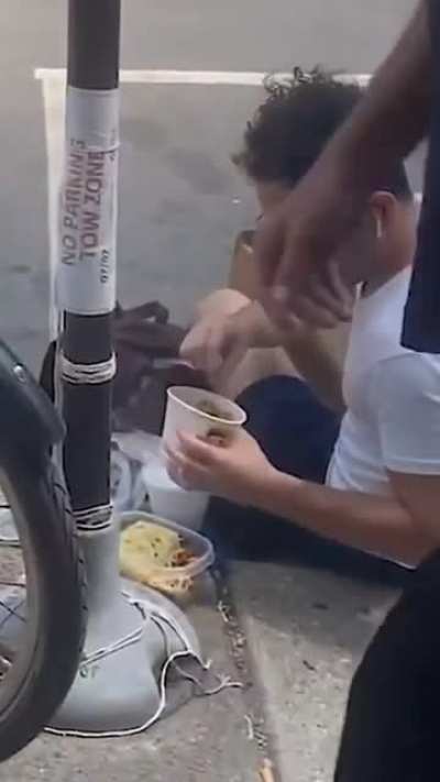 Uber eats driver Stealing food out in the open