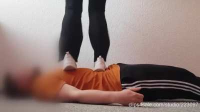 Her first time ever trampling someone. Natural talent and doesnt care much for me or my pain.