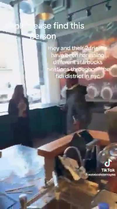 Guy trashes Starbucks and tells employees to clean up.