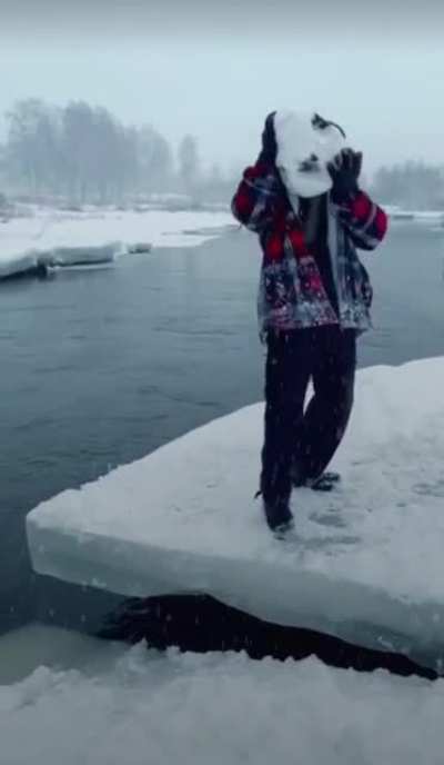 WCGW if i throw this big rock on the ice i'm standing on?