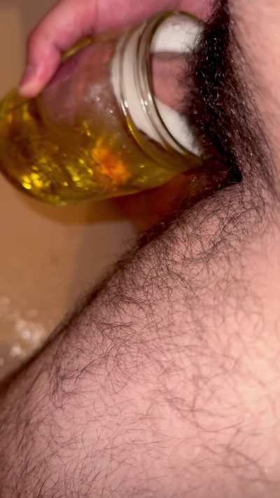He fucks her full jar of piss