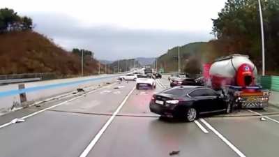 Black Ice pile up causes man to run for his life