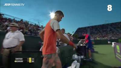 Pro Tennis Player Grigor Dimitrov spots ball girl about to faint from dehydration