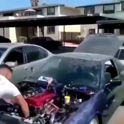 Doing the car.