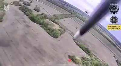 Reportedly footage of a Ukrainian FPV drone alleged hit on a Russian Ka-52 helicopter
