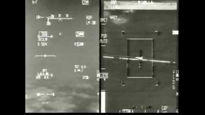 Final moments of a MiG-29, as seen through the seeker head of an AGM-130 launched by an F-15E