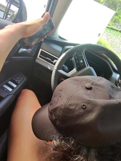 coworker sucks in the car