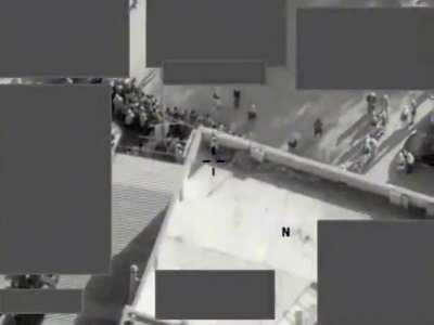 An RAF Reaper UCAV eliminates two Daesh sentries on a rooftop overlooking a public “punishment”,stopping the “punishment”. Tuesday 9 May 2017, eastern Syria.