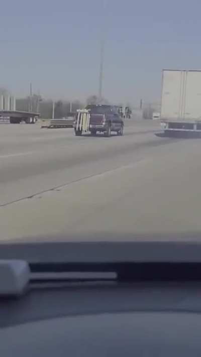 Semi truck driver doesn’t even know he’s dragging car on highway