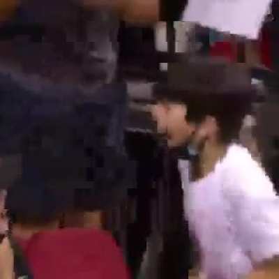 This young man got a quick selfie photo with Lebron. Look at his reaction!