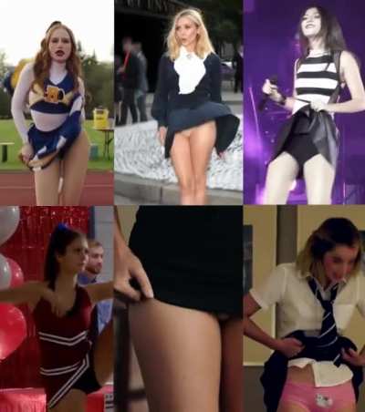 celeb skirt: M Petsch, Elizabeth Os, Victoria JT, Nina Dobrev, Margot Robbie, Ana De AM