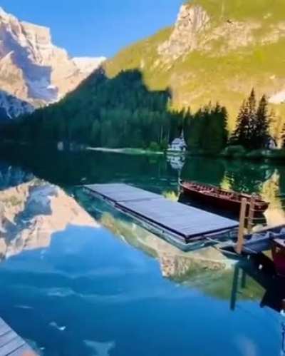 So rexaling in here , Lake Braies, Dolomites, Italy.