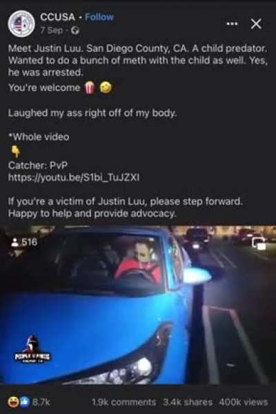 Pedo-hunter spooks guy: Just watch the whole thing- it pays off