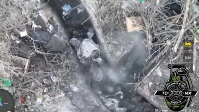 54th Mechanized Infantry Brigade drone operator takes out Russians packed tightly in trench