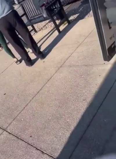 Older white man follows black woman out of the restaurant to confront her