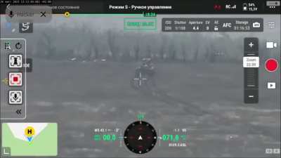 Russian tank explodes after hitting a mine south of Robotyne, 26 November 2023 (at 47.42665, 35.84267)