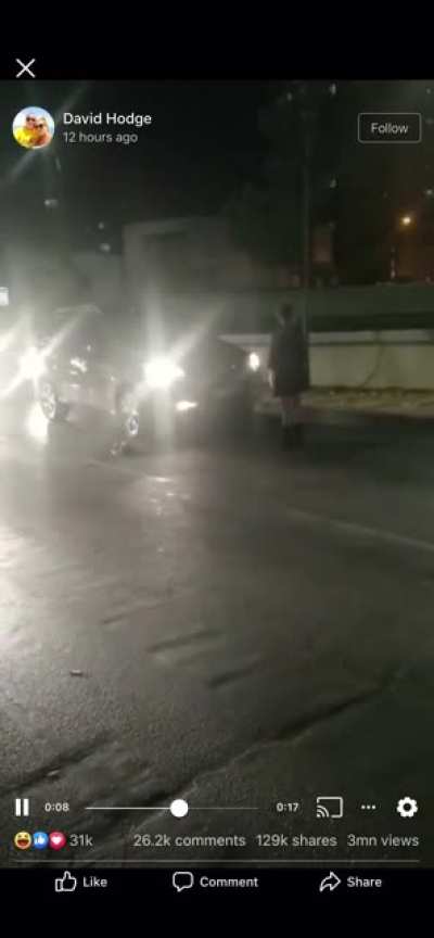Trying to block a car doesn’t go too smoothly