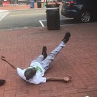 Guy takes a hit and thinks he’s karate kid