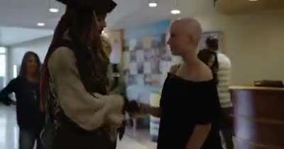 Johnny depp visiting patients of vancouver's BC children's hospital as captain jack sparrow