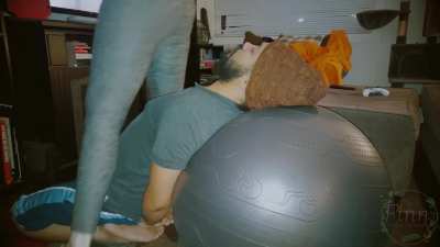 Bouncing Yoga Ball Face Farts