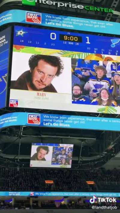 Holiday character look-alikes at a hockey game