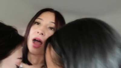 Latina MILF letting ALL of her friends suck on her titties