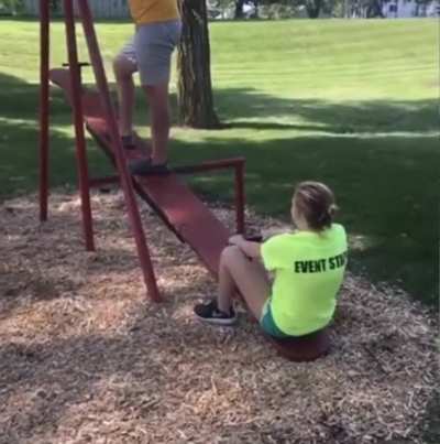 Jumping on a see saw