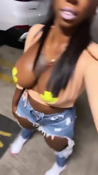 Boobs out