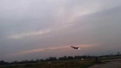 JF-17 of the No. 36 (Tactical Attack) Wing taking off with Full Afterburner from PAF Base Peshawar
