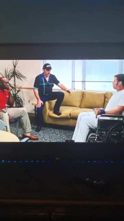 Ricky Bobby stabs his leg