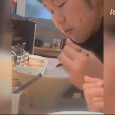 He is eating in creative mode