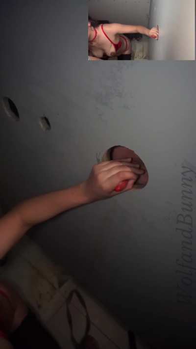 Stroking one through the hole while sucking the other deep