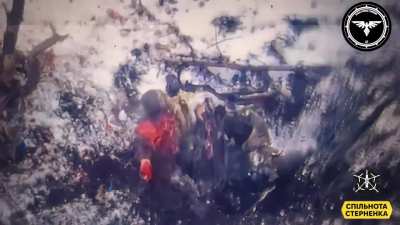 Russian Soldier torn in half after getting hit by a Ukrainian drone strike