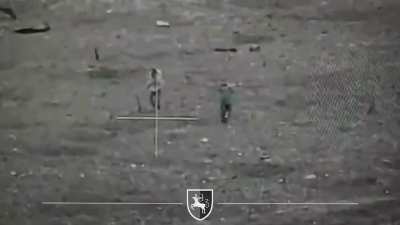A Ukrainian kamikaze drone against Russians