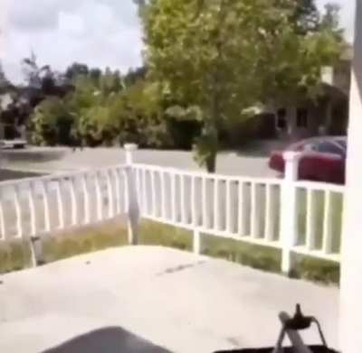Some guy films aiming a crossbow at his neighbors while ranting about killing said people after a target practice on a picture of a family.