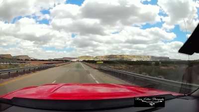 Dashcam Footage of Train Derailing and Explosion on I-40 in New Mexico/Arizona