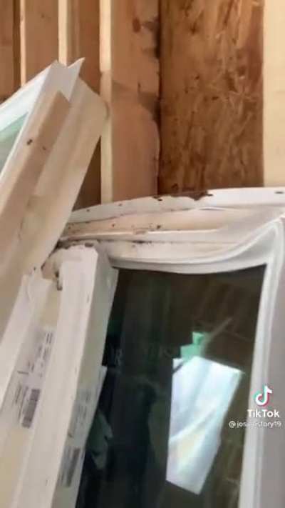 Heater left overnight to combat cold, melts thousands of dollars worth of windows. Credit: josiahstory19 on TikTok